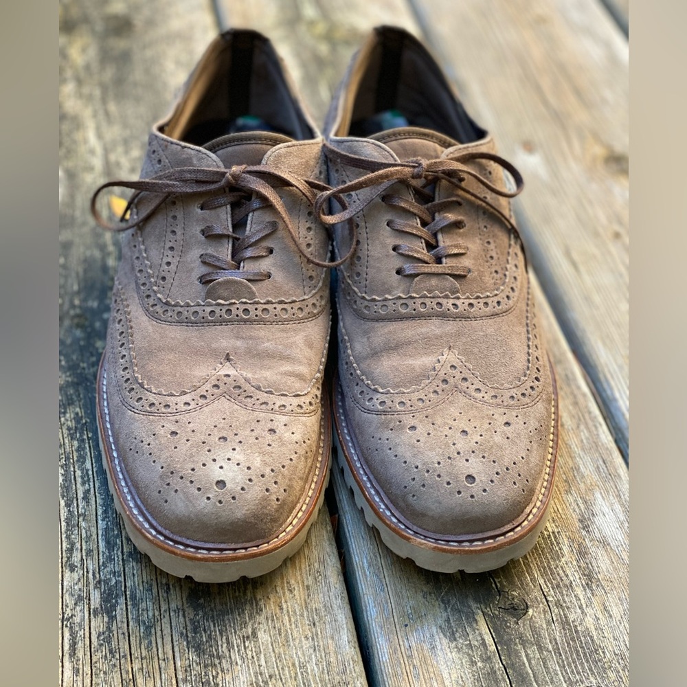 KENNETH COLE NEW YORK ‘Click N Clack’ Brown Grey Suede Wingtips Mens 8N8169